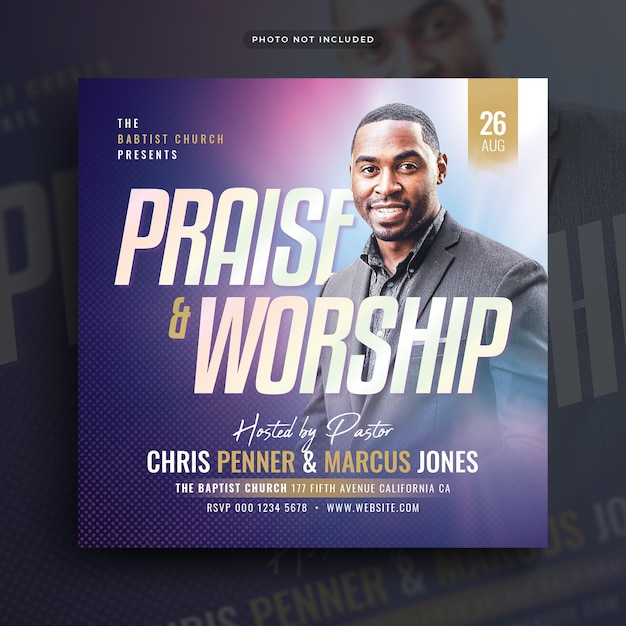 PSD church conference flyer social media post and web banner