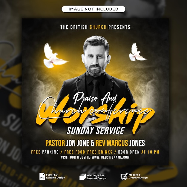Church conference flyer social media post and web banner