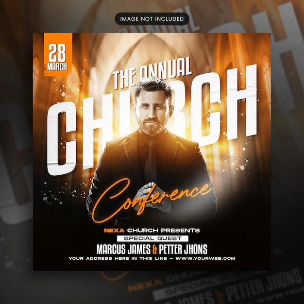 PSD church conference flyer social media post and web banner