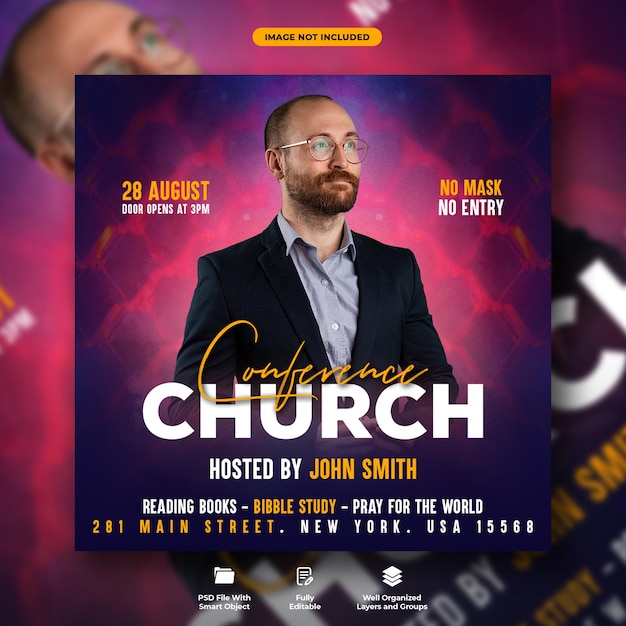 Church conference flyer and social media web banner template