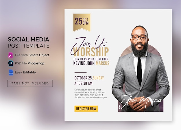 Church conference social media post or square flyer web banner template