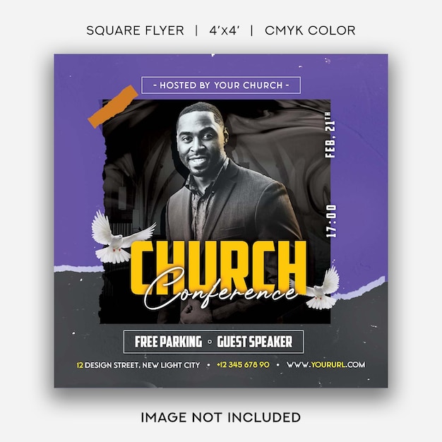 Church conference square poster template