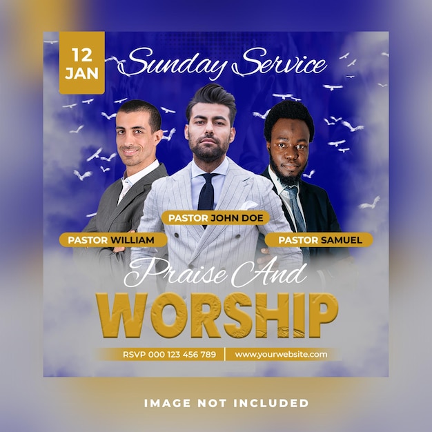 Church conference sunday service praise and worship flyer social media post web banner