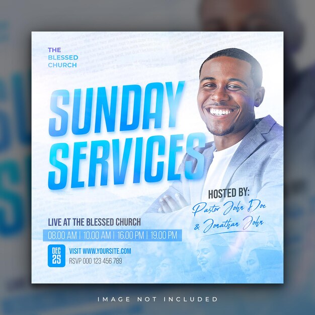 Church conference sunday services flyer social media post and web banner template