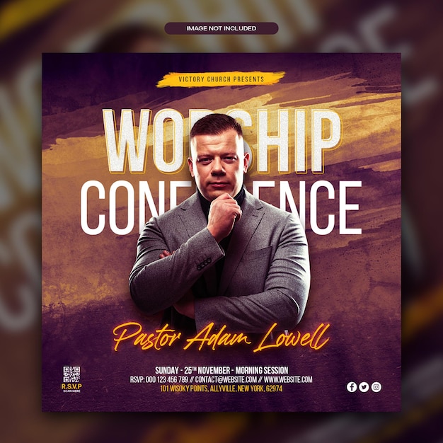 Church conference web banner social media post flyer design