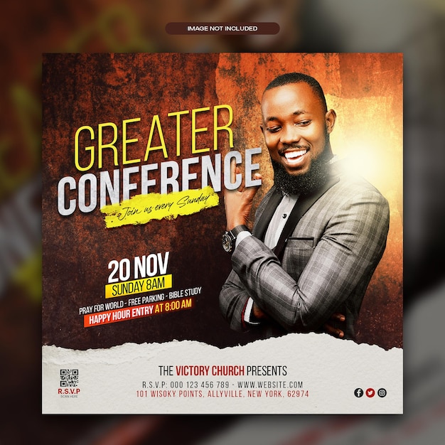 PSD church conference web banner social media post flyer design