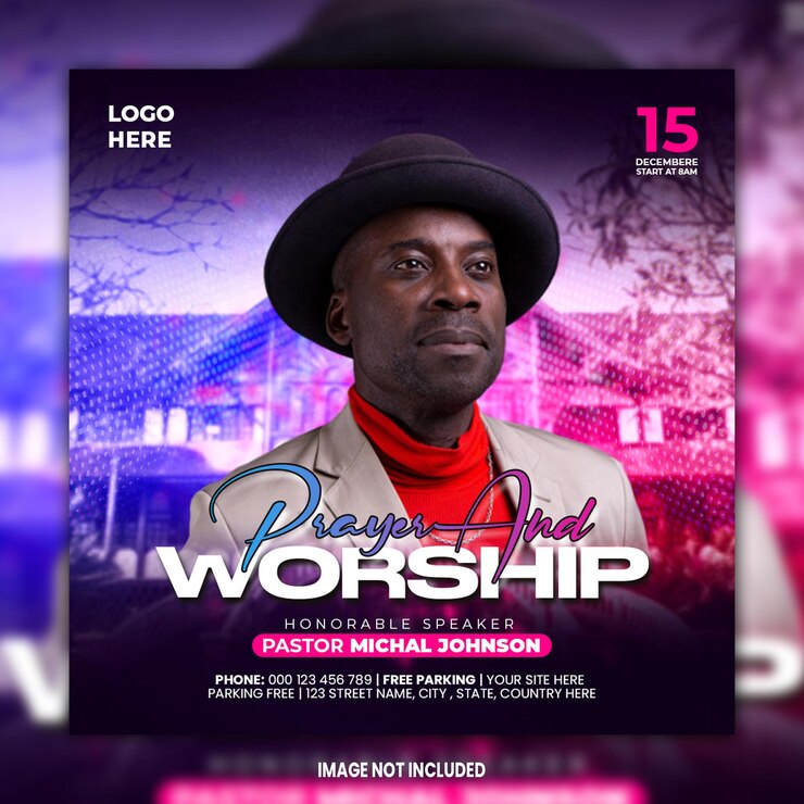 Premium PSD Church conference worship sunday service flyer social