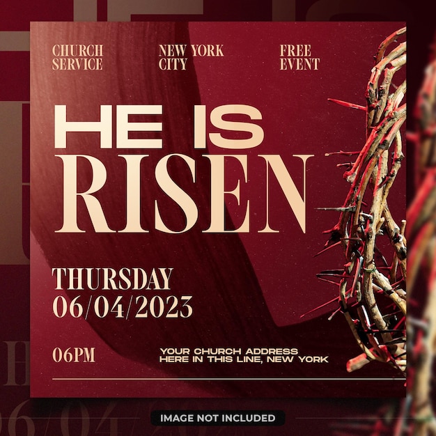 Church easter event service flyer template