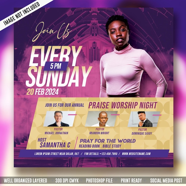 PSD church flyer and social media banner template