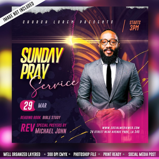 Church flyer and social media banner template