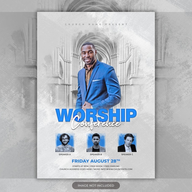 PSD church flyer worship conference  social media instagram promotion