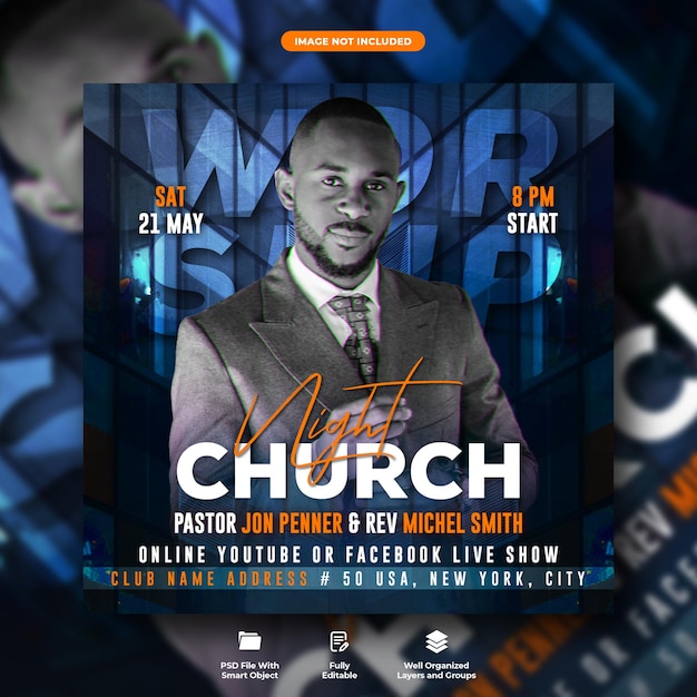 Church night party flyer and social media post template