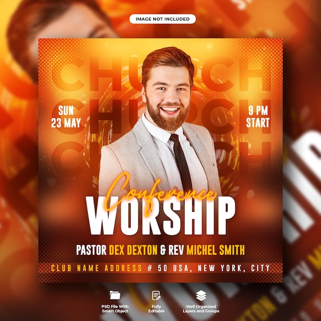 Church party flyer and social media web banner template