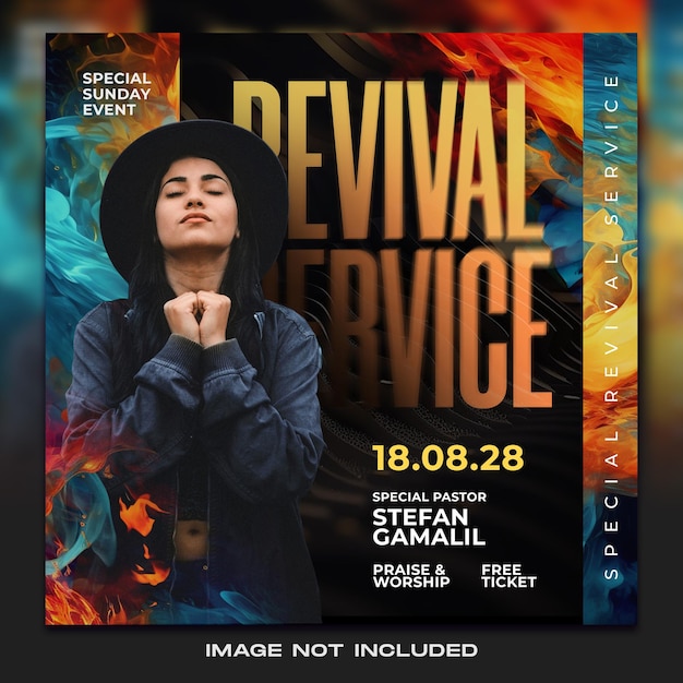 PSD church revival service on sunday flyer template