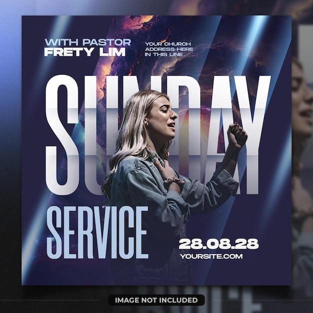 PSD church service social media banner event template