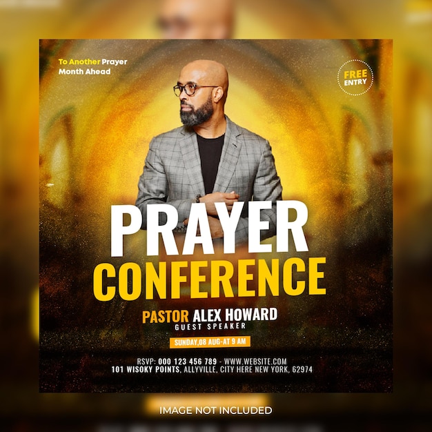 Church worship conference flyer social media post and instagram web banner