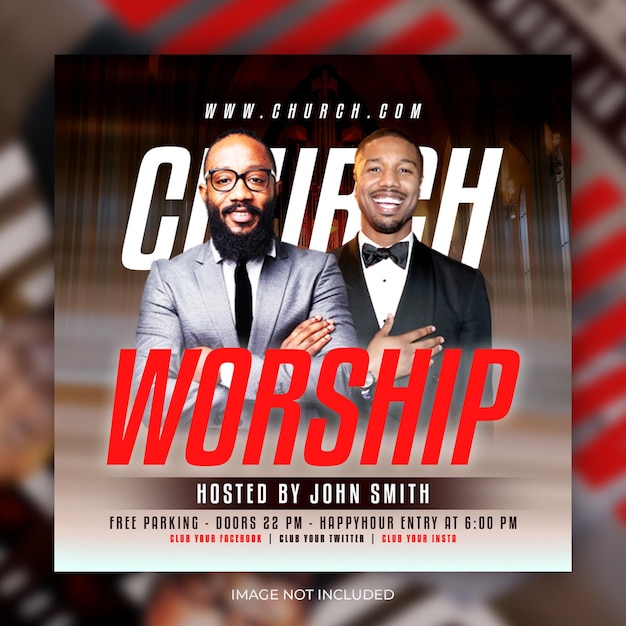 Church worship conference flyer social media post and instagram web banner