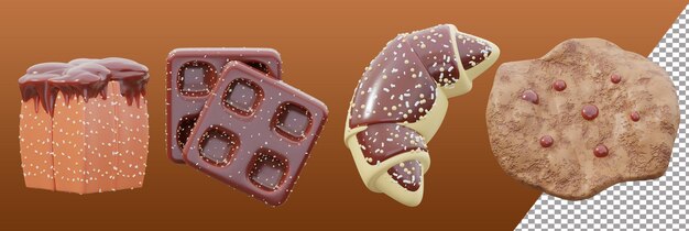 チュロス クッキー クロワッサンチョコレート分離 transparans 背景