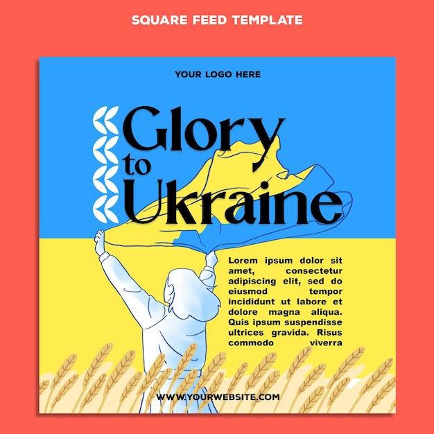 Chwała Ukrainie Kwadratowy Szablon Ilustracji Paszy