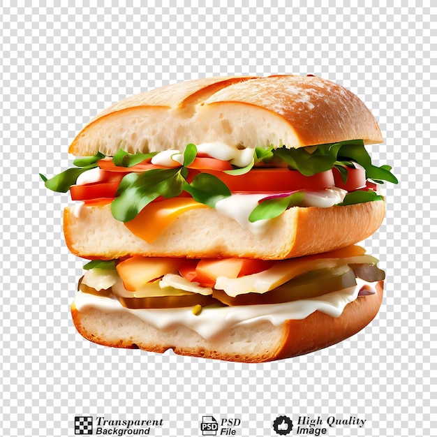 PSD ciabatta sandwich isolated on transparent background