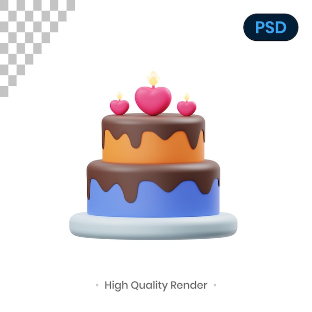 Ciasto 3d Render Ilustracja Premium Psd