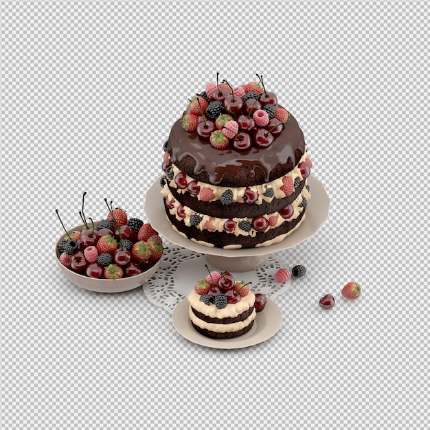 Ciasto 3D renderowane pojedyncze
