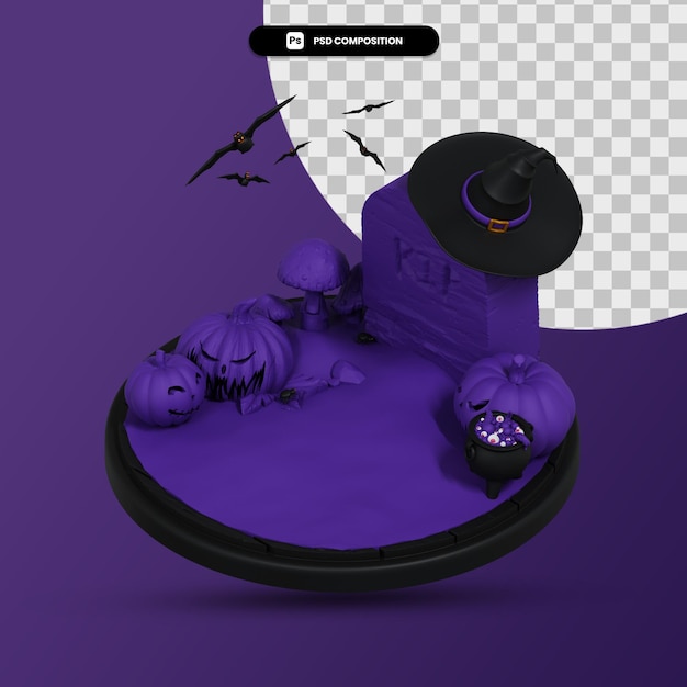 Ciemna Scena Halloween 3d Render Ilustracja Na Białym Tle