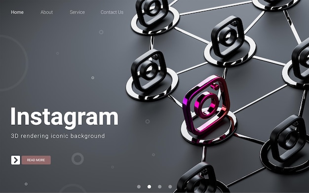 PSD ciemny metaliczny znak instagram odizolowany minimalistyczny styl sieci społecznościowe kultowe tło renderowanie 3d