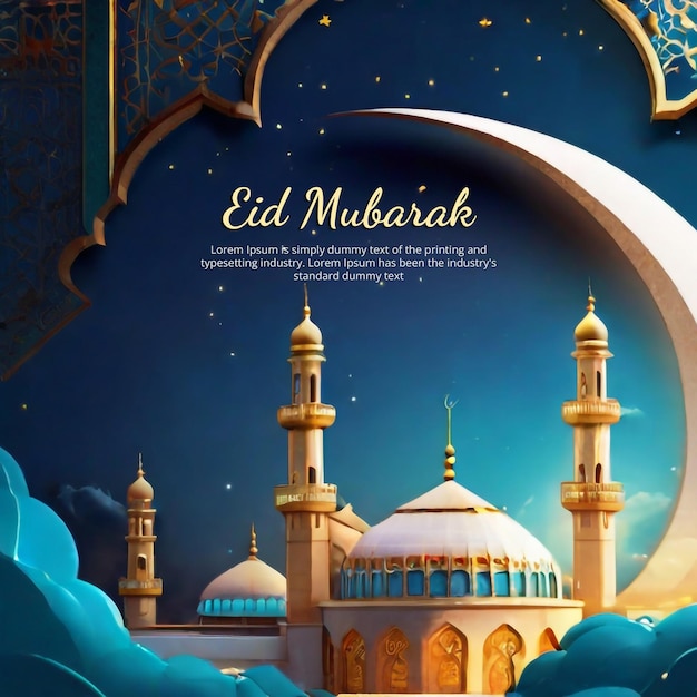 Ciepło Eid Mubarak Kreatywne życzenia Baner Psd