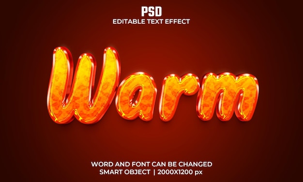 PSD ciepły 3d edytowalny efekt tekstowy premium psd z tłem
