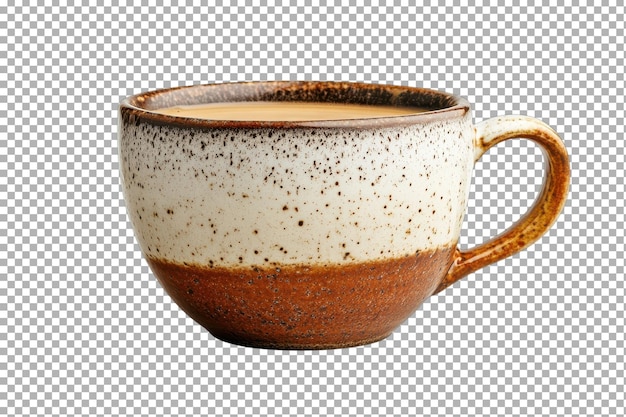Ciepły ceramiczny kubek pełen bogatej kawy na jasnym tle