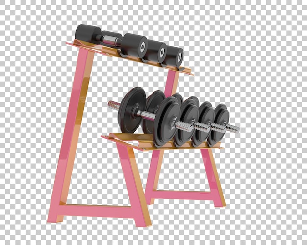 Ciężarki na stojaku na przezroczystym tle ilustracja renderowania 3d