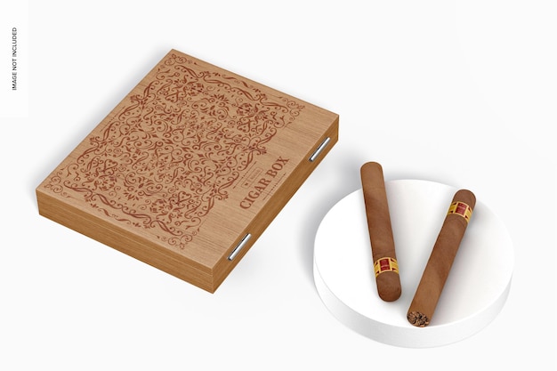 PSD cigar box mockup, closed