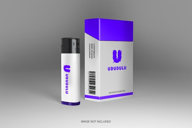 Cigarette box and matches mockup 3d render