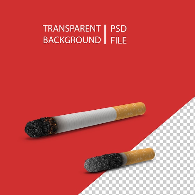 PSD cigarette burning with ash png