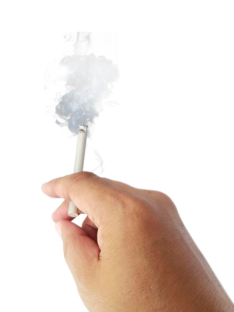 A cigarette in a hand transparent background