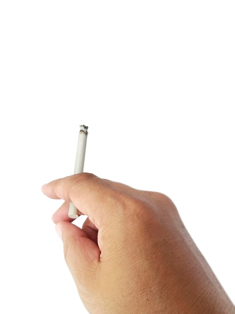 PSD a cigarette in a hand transparent background