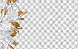 PSD cigarettes with copy space for text on transparent