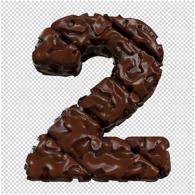 Cijfers gemaakt van chocolade. 3d-nummer