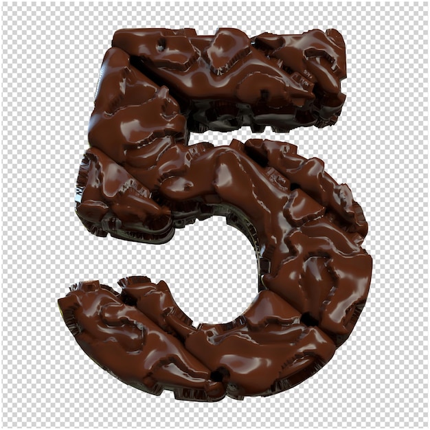 Cijfers gemaakt van chocolade. 3d-nummer