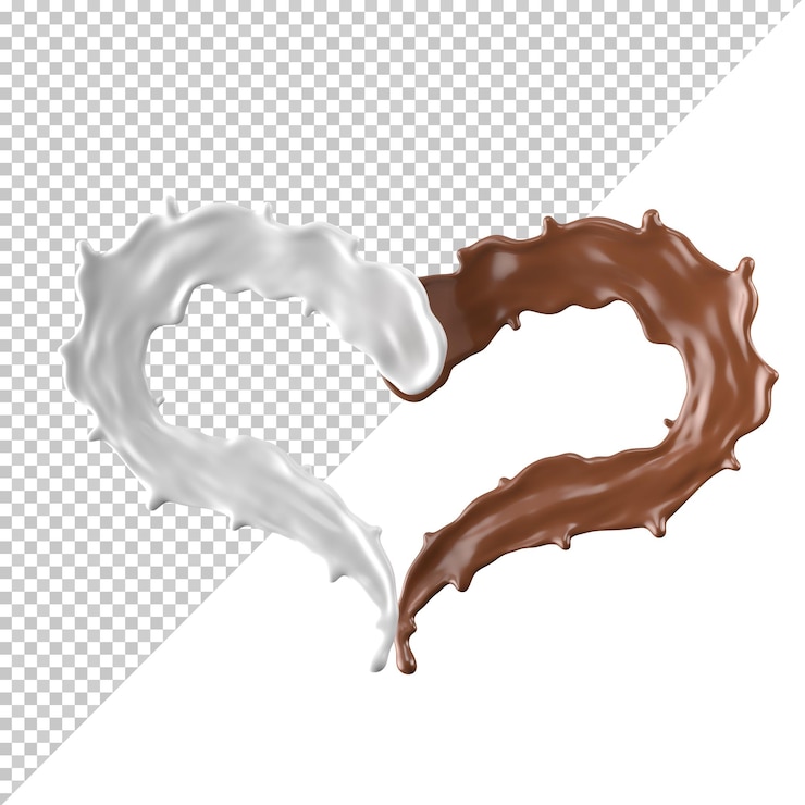 PSD çikolatalı süt sıçraması 3d render