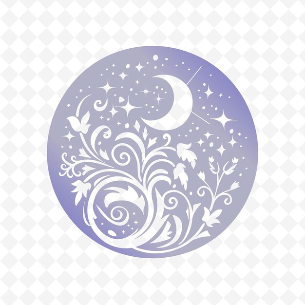 PSD cilantro sprig circular logo with decorative swirls and star nature herb vector design collections