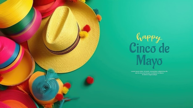 Priorità bassa di cinco de mayo con un ornamento del cappello