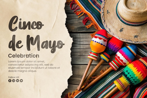 PSD cinco de mayo banner template and social media post