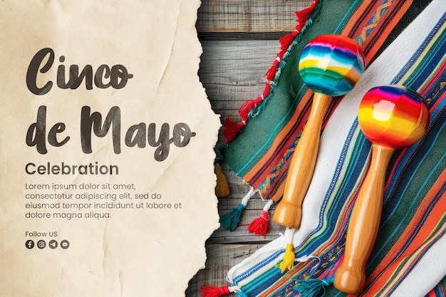 PSD cinco de mayo banner template and social media post