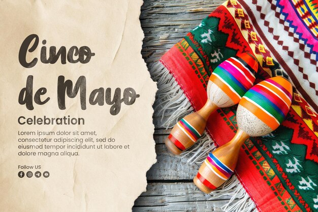 PSD cinco de mayo banner template and social media post