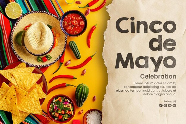 PSD cinco de mayo banner template and social media post