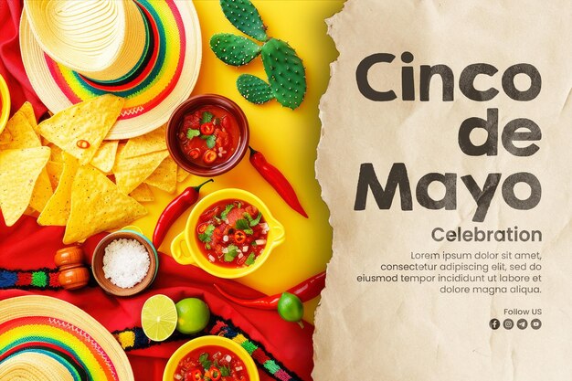 Modello di banner di cinco de mayo e post sui social media