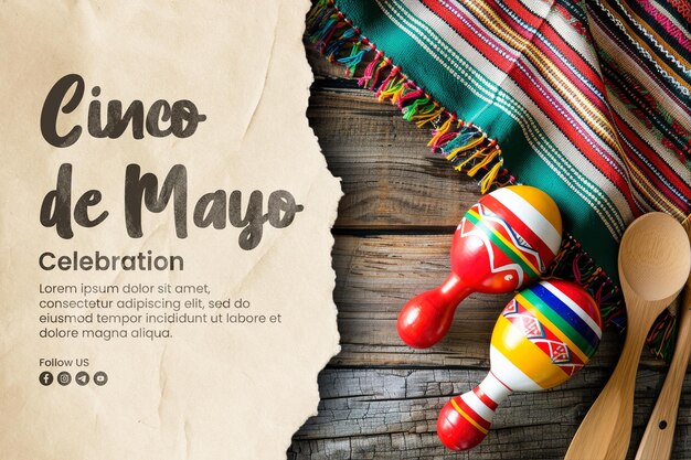 PSD cinco de mayo banner template and social media post