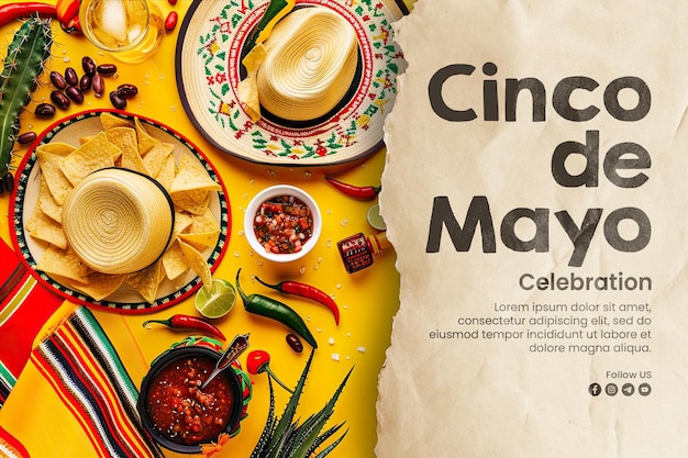 PSD modello di banner di cinco de mayo e post sui social media